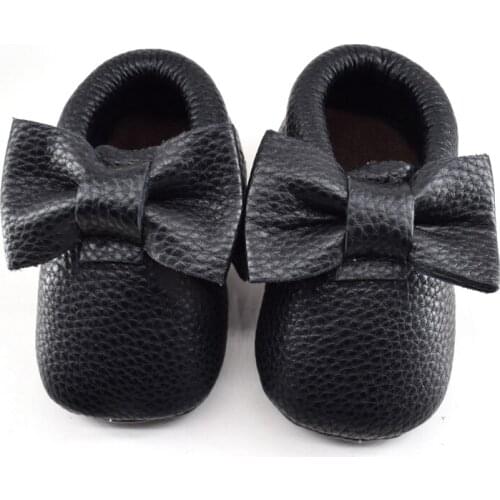 2020 new black Baby Cute kids Shoes Toddler Infant Girls Boys Soft PU Leather bow Moccasins Shoes