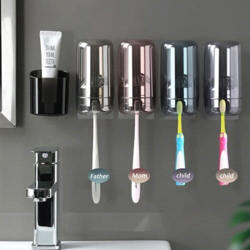 Bathroom Accessories Set Toothbrush Holder Automatic Brush Cup Toothbrush Cup Set Suction Wall Toothpaste brush holder Rack