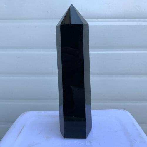 Natural obsidian quartz obelisk crystal wand point healing 1PC