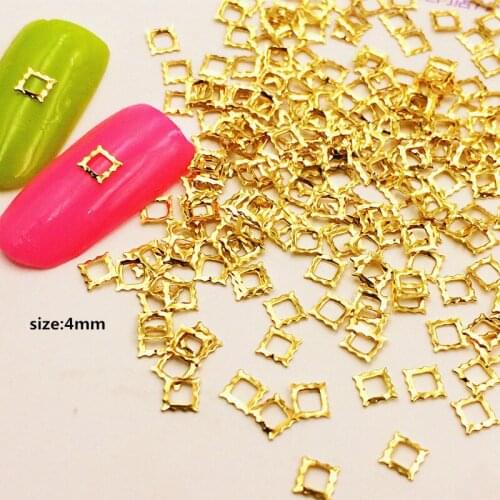 100pcs/bag New 3D Nail Art Decoration Metal Nail Sticker Japanese Mini Stud Rivet Hollow Square DIY Charm Nail Tools