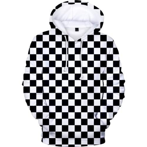2020 New 3D Demon Slayer Kimetsu no Yaiba Hoodies Men Women Sweatshirts Demon Slayer Hoodie Mens Black White Checkered Pattern