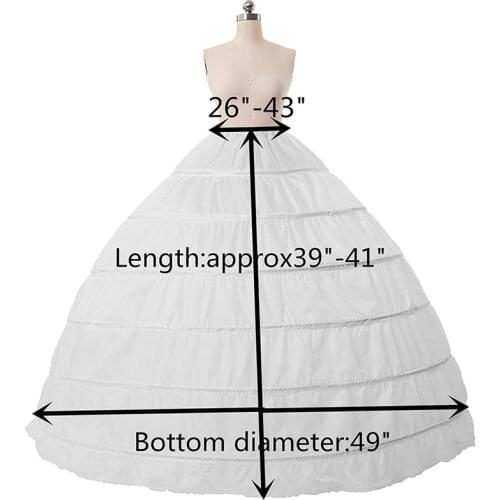 New Hot Sale Bridal Petticoat Ball Gown with 6 Hoops Plus Size Satin Crinoline Underskirts for Wedding Quinceanera Dresses