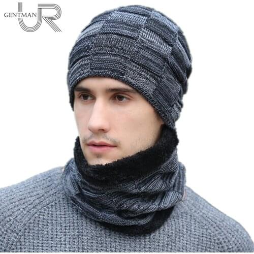 Newest Men Warm Beanies Hat Casual Knitted Hat Fashion Neck Warmer Winter Hats For Men Outdoor Skullies Beanies Warm Fleece Hat