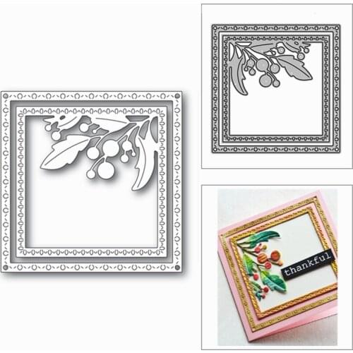 New Christmas Mistletoe Berry Square 2020 Metal Cutting Dies for DIY Scrapbooking and Card Making Decor Embossing Craft No Stamp