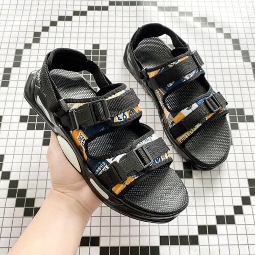 New Men Sandals Non-slip Summer Flip Flops High Quality 2021 Outdoor Male Retro Comfortable Casual Sandals Men Sneakers Black