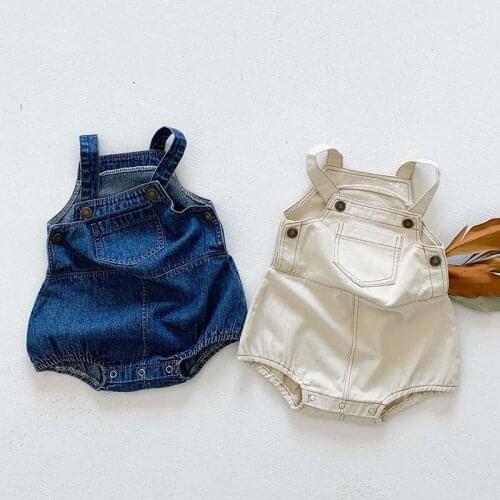 Spring Summer New Baby Overalls Boys Girls Denim Overalls Kids Jumpsuit Korean Fashion Children Denim Shorts