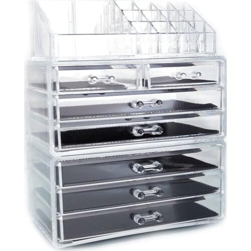 SF-1122-1 home use transparent cosmetic storage rack with 5 tier and 2 small drawers