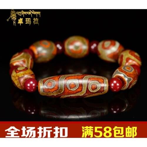 Tibetan Nine Eyes and Three Eyes DzI Beads Bracelet Old Dzi Great Designed For Men&Women Free Shipping