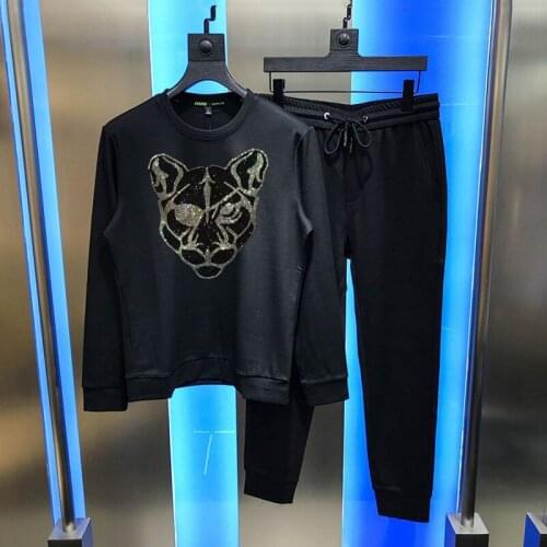 Top Thick Casual Warm Track Suit Cover Winter Mens Sets Fashion Pullover Brand Animal Pattern Design