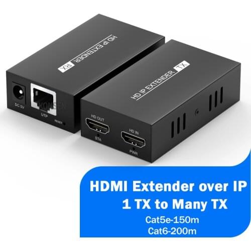 H.264 RJ45 HDMI Extender IP Over UTP/STP CAT5 CAT5e CAT6 Extensor HDMI RJ45 1080P@60Hz LAN Network 200m HDMI Extender Ethernet