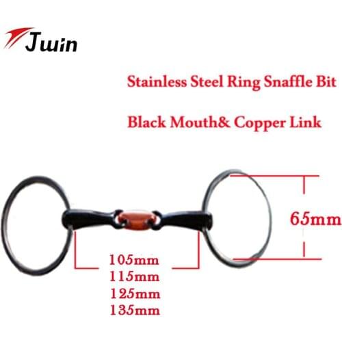 O Ring Snaffle Bit Equestrian Products Stainless Steel Black Horse Bit With Copper Link 105mm 115mm 125mm 135mm mouth bit