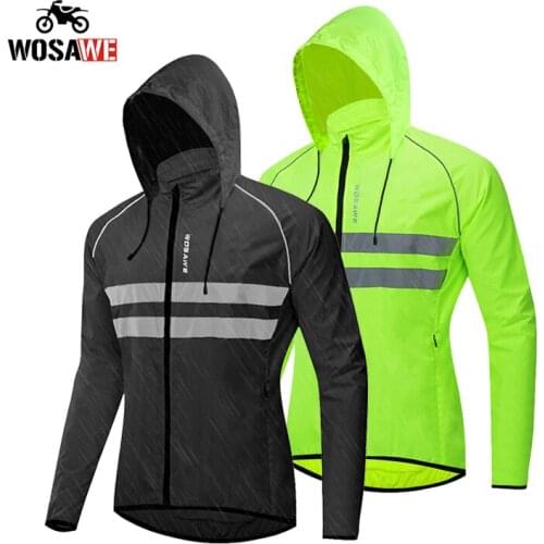 WOSAWE Waterproof Motorcycle Jacket Hoodies Reflective Rainproof Ultralight MTB motorcycle Hoodies Jackets Cycling Windbreaker
