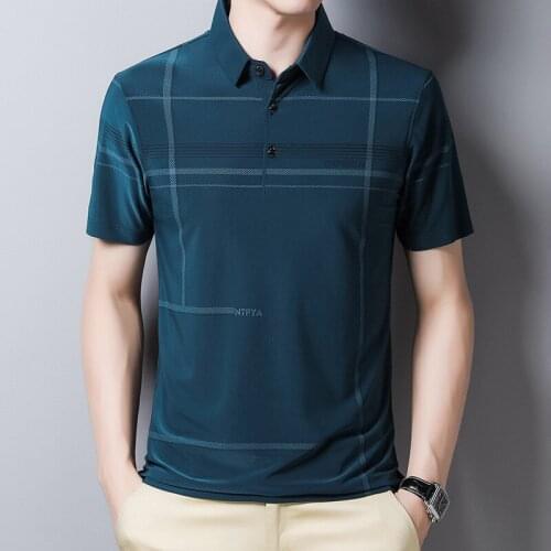 Ymwmhu Slim Fashion Men Polo Shirt Short Sleeve Striped Summer Clothing Streetwear Polo Shirt Men Casual Tops Thin Cool Shirt