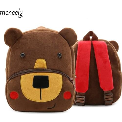 2-4 Years Old Kindergarten Bear Backpacks Baby Girls Boys Cute Schoolbag Plush Backpack Children Cartoon School Bags