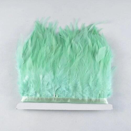 1yard 8-10cm Mint Green saddle rooster feather stripe trim cock feathers decoration quality clothing making feathers for crafts