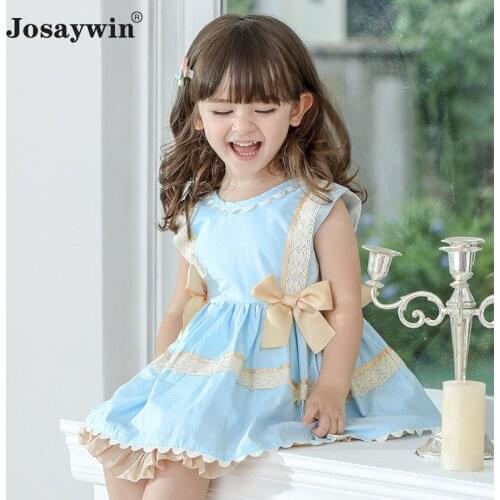 2021 Summer Children Dress Lolita Girl Baby Princess Dresses Ball Gown Spanish Sleeveless Patchwork Cute Kids Dresses Vestidos