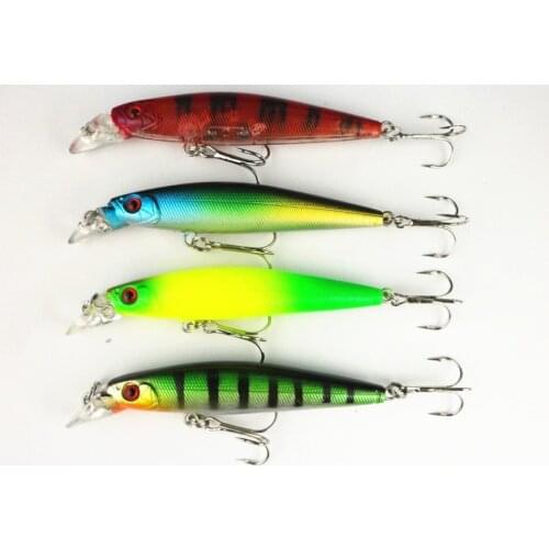 Minnow Lure 4Pcs 10.5cm 9.5g Fishing Crank Bait Hard Bait Paint Bass Wobbler Artifical SwimBait Hook Salt Water Hooks 3D Eyes
