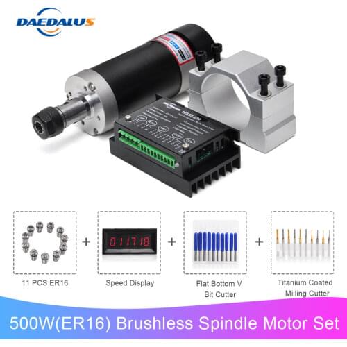 Brushless Spindle 500W Air Cooled Spindle Motor ER16 Router Machine 55MM Clamp Stepper Motor Driver Switching Power Supply