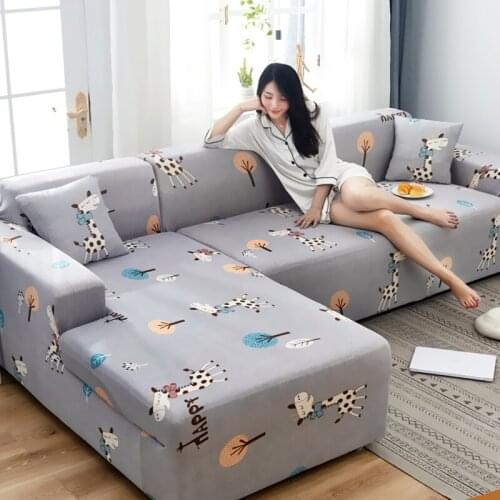 Giraffe Pattern Living room home sofa cover polyester fiber modern elastic corner sofa cover seat cover 1/2/3/4 seat