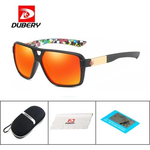 DUBERY Square Mirror Polarized Sunglasses for Men Brand Design Driver Shades Coating Fashion pilot Male Summer UV400 with case
