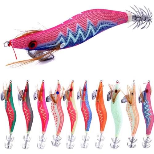 HENGJIA 10pcs 2.5# / 3.0# / 3.5# Luminous Squid Hook Jig with Storage Bag 3D Eyes Octopu Bait Shrimp Fishing Lures