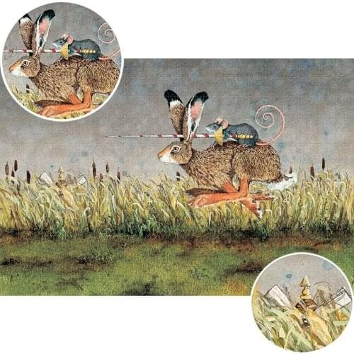 Kids Wooden Puzzle Rabbit Mouse 500 1000 2000 4000 Pieces Cartoon Anime Warrior Don Quixote Wooden Toy Adult Educational Gift