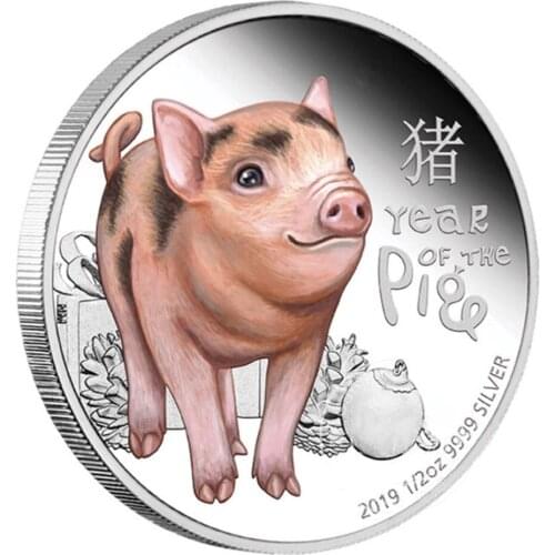 3*40mm Pig Souvenir Pig Year 12 Zodiac Embossed Pattern Coin Collection New Year Decor Holder Souvenir New Year Gifts