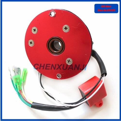 Red Ignition Rotor Magneto Coil Stator Kit for ATV Pit Dirt Bike 50cc-150cc Horizontal Engine