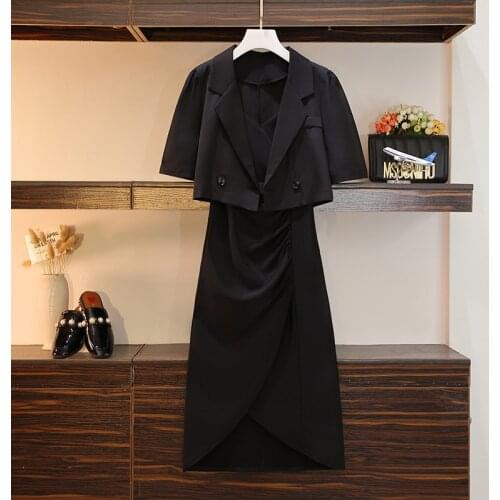 Summer New Large Size Suit Coat + Slim Dress Suit Two-piece Set Suit Fashion Ol Ensemble Femme Deux Pieces Clothes For Women