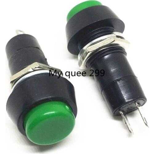 10Pcs/Set PBS-11A Round Switch Button 250V/3A Light Switch Self-locking DIY Touch Switch Green