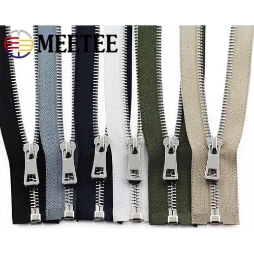 2pcs Meetee 5# Metal Zipper 35-75cm Open-end Zip Clasp for Sewing Purse Down Jacket Coat Purse Pocket DIY Clothing Accessories