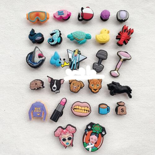 Geniune Cute Shoe Charms Accessories Cartoon Goggles Turtles Lipstick Shoes Buckle Decorations for Sandals Charms Kids Gift New