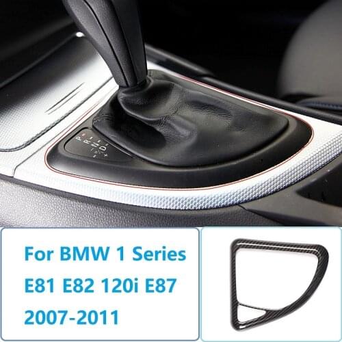 ABS Carbon Fiber Interior Gear Shift Control Panel Cover Stickers For BMW 1 Series E81 E82 120i E87 2007-2011 Car Accessories