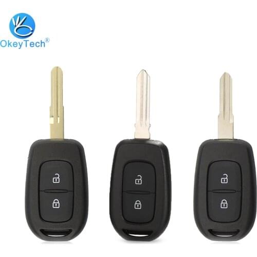 OkeyTech 2 Buttons Remote Car Key Case Shell For Renault Sandero Dacia Logan Lodgy Dokker Duster Trafic Clio4 Master Uncut Blade