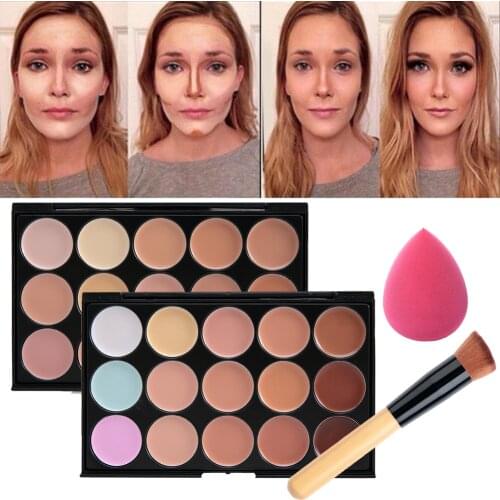 15 Colors Concealer Palette Makeup Palette with Brush and Sponge Puff Highly Pigmented Concealer Cream Palette Kit dropshipping