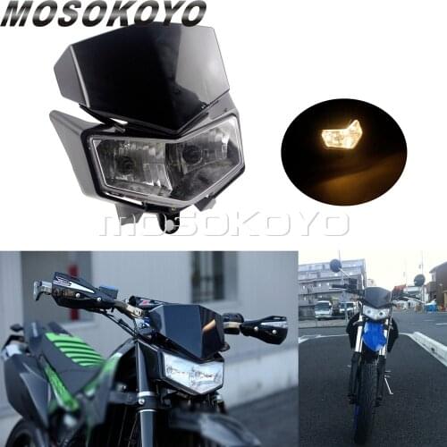 Supermoto Dirt Bike Headlight Twin Front Lamp for Kawasaki D-Tracker X 250 KLX250 2008-2019