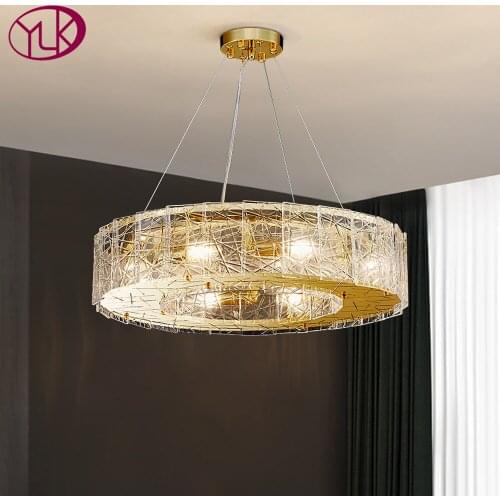 New Modern Glass Chandelier Lighting For Living Room Round Dining Room LED Lamps Gold/Silver Hanging Light Fixtures