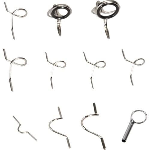 Fly Fishing Rods 4-6WT Guides Fishing Pole DIY Hard Snake Tip Top Hook Eye Rings Replacement Mixed Size Hook Keeper