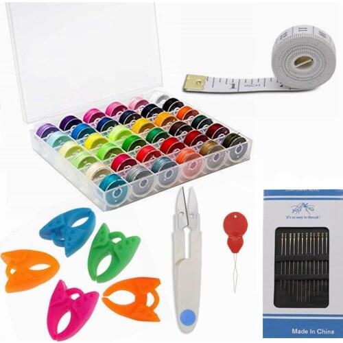 36Pcs Bobbins and Sewing Threads with Bobbin Case and Bobbin Clamps For Home Sewing machine Accessories Sewing Tools 5BB5751