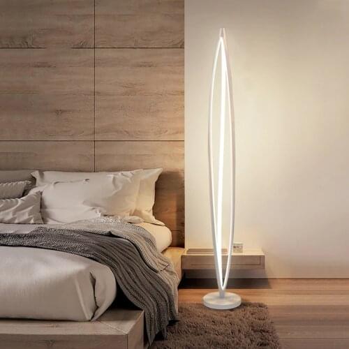 Modern and novel LED floor lamp Nordic minimalist living room bedroom standing lamp LED black / white dimmable standing lamp