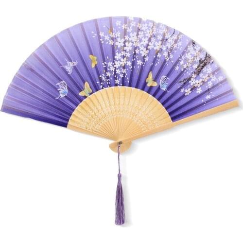 Fan Ladies Fan Dance Fan Bronzing Powder Fan Rose Fan Silk Cloth Fan Plastic Foreign Trade Fan Gift Fan
