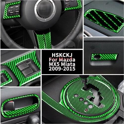 Green Carbon Fiber Sticker For 2009-2015 Mazda MX5 NC Miata Roadster Interior Cover Center Console Display Navigation Accessorie