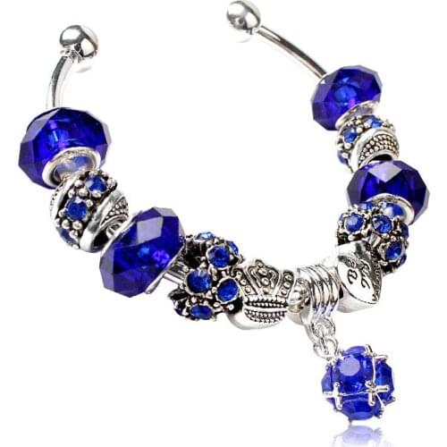 Charm Bracelets Bridesmaid cuff Opening Bracelet Bangle Jewelry for women gift with Glass beads 17-21cm Mujer Pulseras