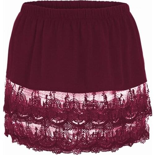 Women Lace Trim Hollow Out Shirt Blouse Fake Hem Mini Skirt Safety Underskirt