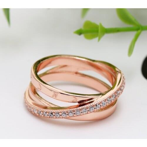 New Fashion Original 925 Silver Crossover Pave Triple Band Ring For Women Wedding Engagement Pan Rings DropShipping Wholesale