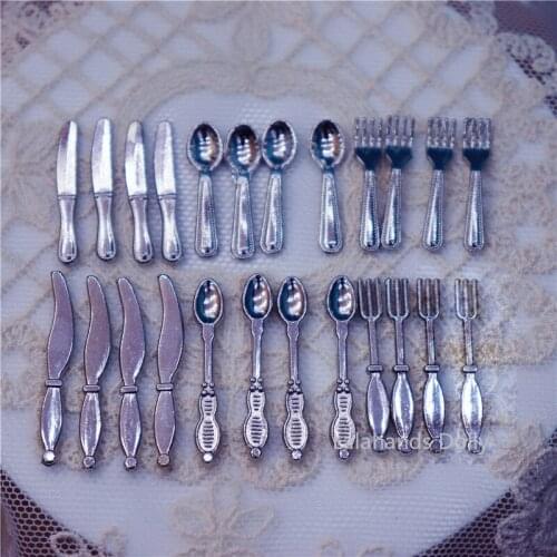 1:12 Dollhouse Miniature Kitchen Food Play Tableware Model Accessories Mini Simulation Knife Fork Spoon Restaurant Furnishings