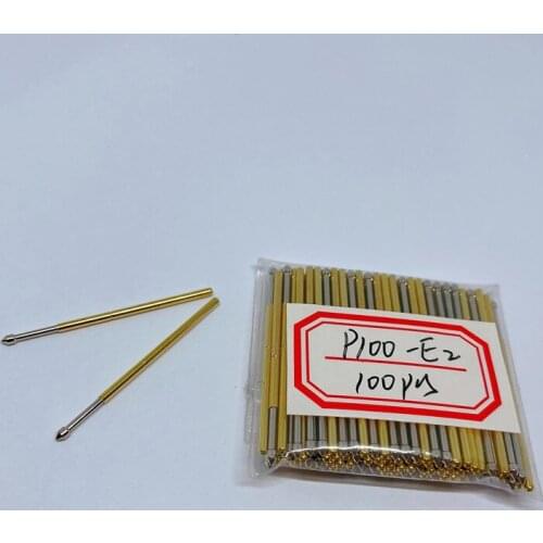 100pcs Metal Brass Nickel-Plated Compression Test Pin P100-E2 Diameter 1.36mm Electronic Household Universal Probe