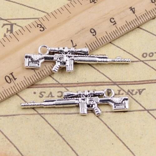 12pcs Charms Sniper Rifle Gun 8x42mm Antique Silver Color Pendants Making DIY Handmade Tibetan Finding Jewelry For Bracelet