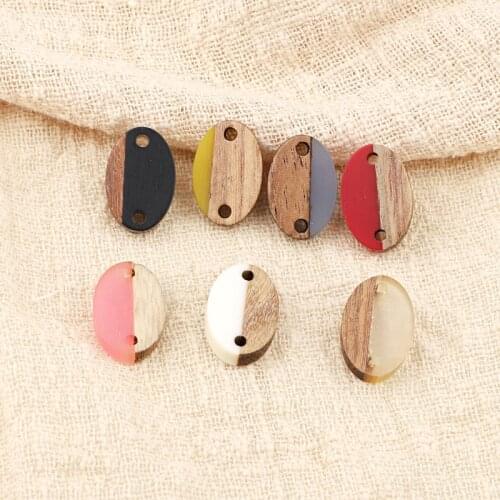 2pcs Retro Small Oval Splice Wood Bracelet Connectors For Jewelry Findings Necklace Earring Resin Charms Diy Accessories F656