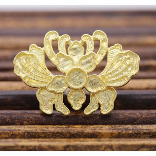20pcs Brass Casted Lotus Flower Loops Back Connectors Charms Quality DIY Women Tassel Necklace Wedding Hair Jewelry Accessories